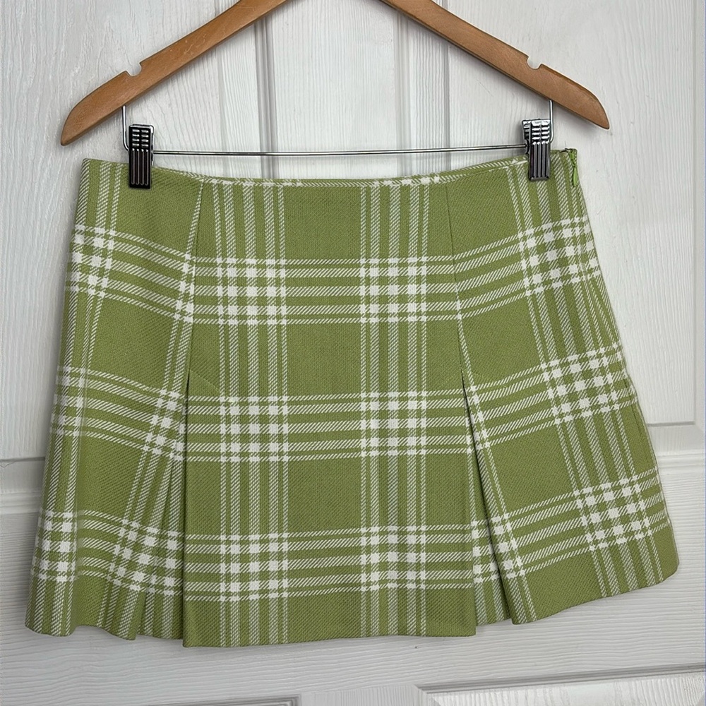 NEW NWT TAILOR NEW YORK green plaid Smile preppy mini skirt cotton size 8 lined